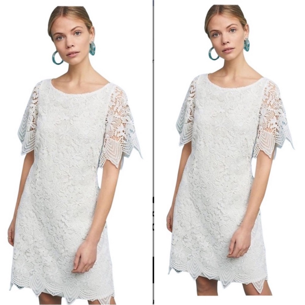 Anthropologie White Lace Charleston Dress